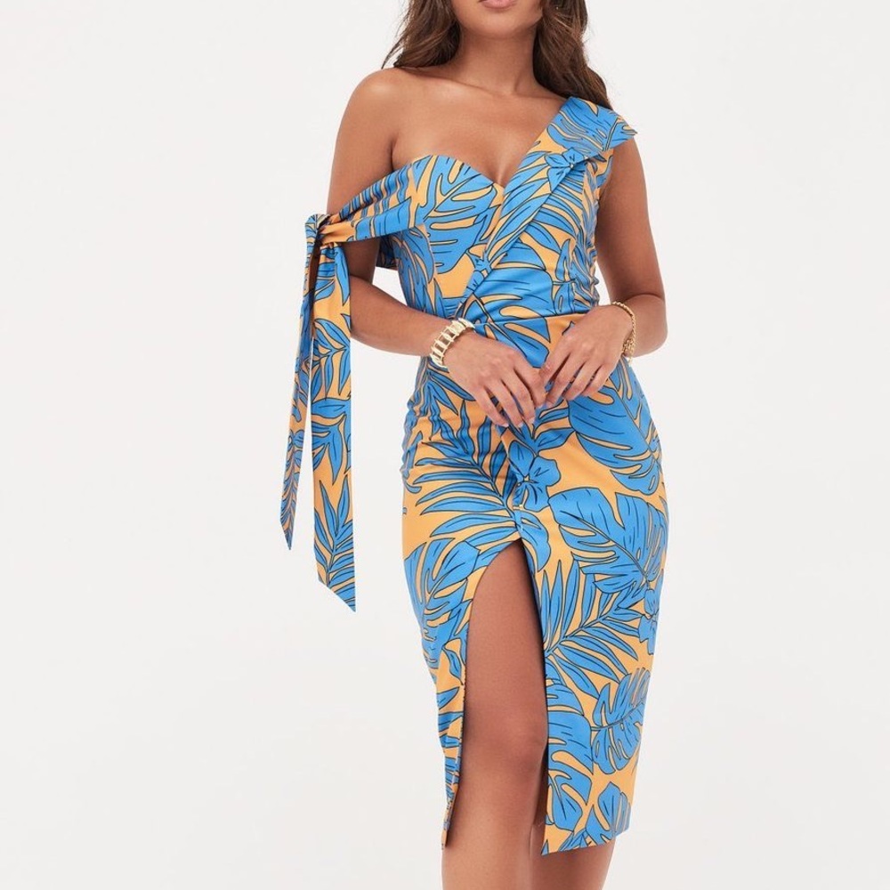 Palm Tie Sleeve Midi
